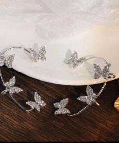 Butterfly Stud Earrings -Women Girls Fashion Metal Chain Boucle Ear Cuff