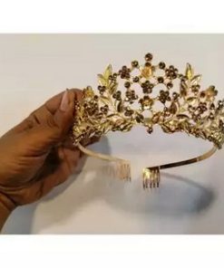 Latest gold plated beautiful girls crown